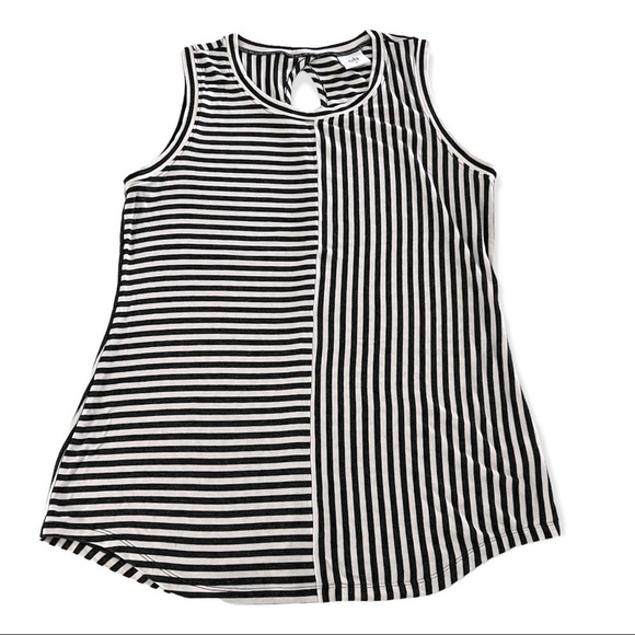 CAbi Black and White Striped Sleeveless Top. Size Small - Picture 2 of 9